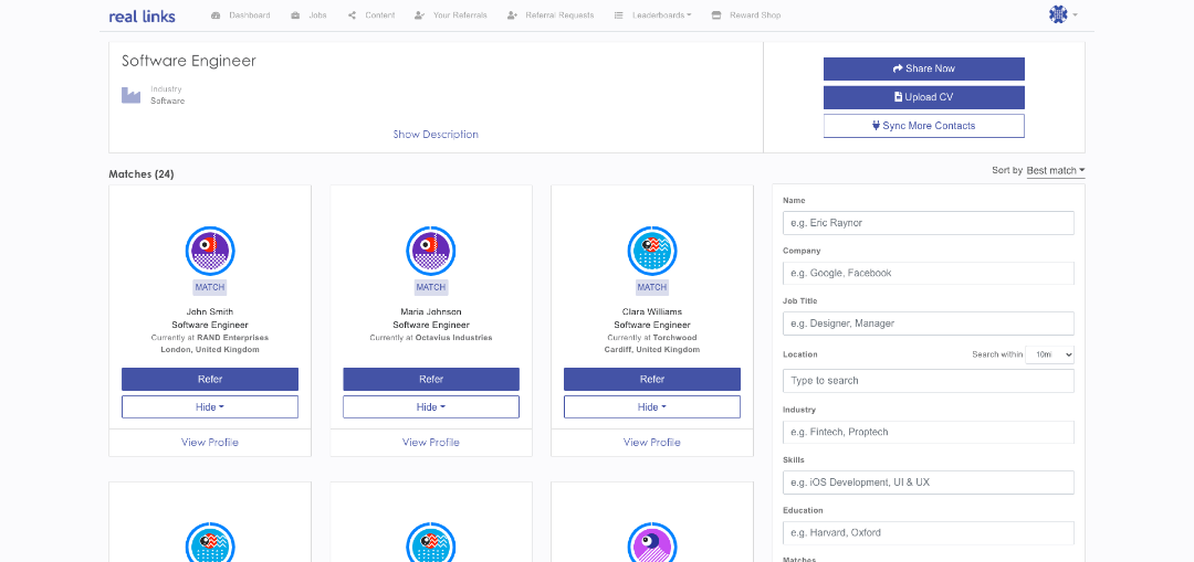 Real Links Employee Referrals and Internal Mobility Software